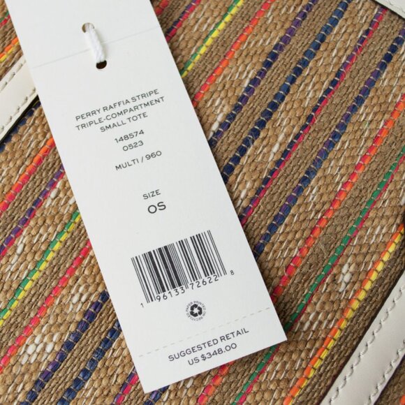 TORY BURCH Small Perry Stripe Raffia Tote - Picture 11 of 12